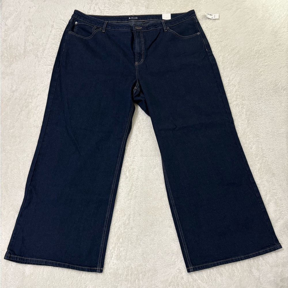 Reitmans Women's Dark Blue Wide-Leg Jeans Plus Size 38 Petite